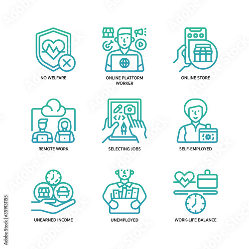 Gig economy icons set