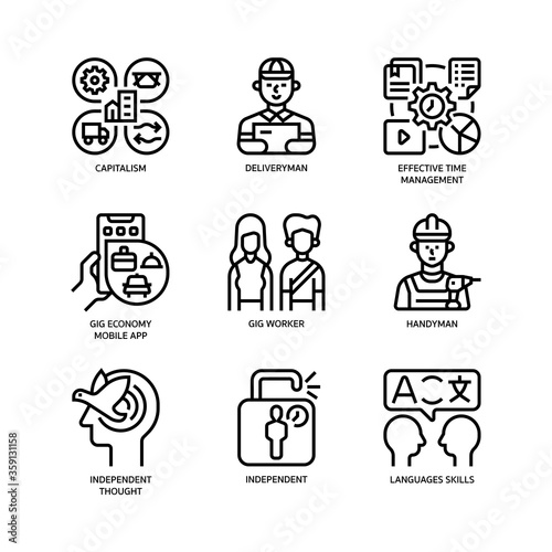 Gig economy icons set