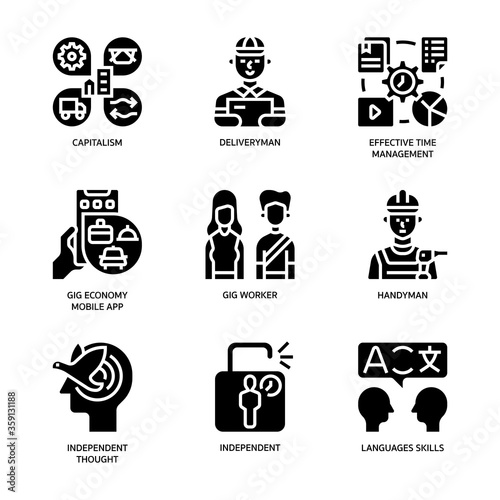 Gig economy icons set