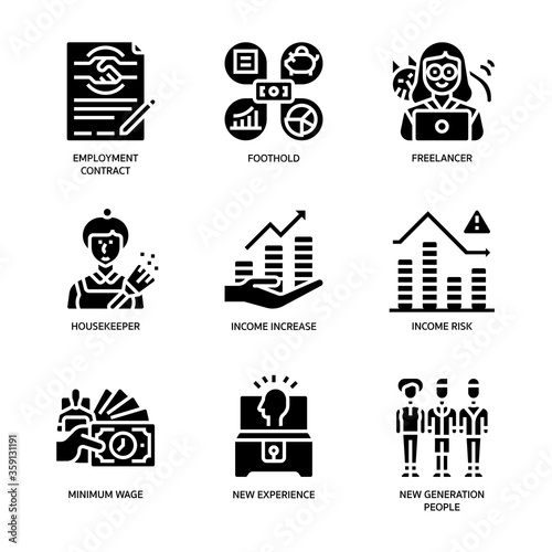 Gig economy icons set