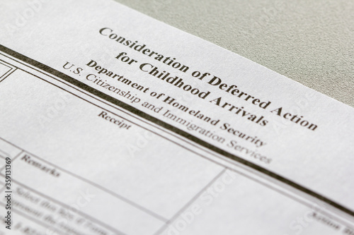 Konstfotografi Closeup of USCIS Form I-821D, Consideration of Deferred Action for Childhood Arrivals (DACA)