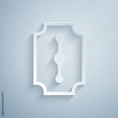 Paper cut Blade razor icon isolated on grey background. Paper art style. Vector Illustration