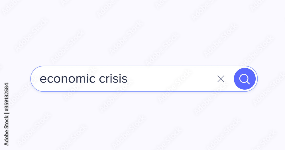 Search for information about economic crisis in the Internet browser. Typing in a search line on the computer. Search for information about economic crisis in the Internet browser. Typing in a search line on the computer.