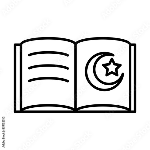 sacred book eid mubarak islamic religious celebration line style icon