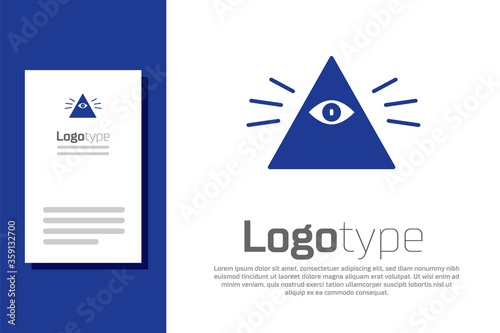 Blue Masons symbol All-seeing eye of God icon isolated on white background. The eye of Providence in the triangle. Logo design template element. Vector Illustration