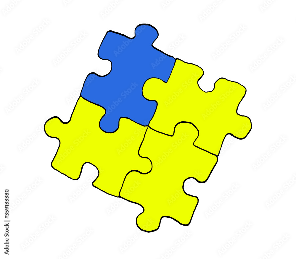 watercolor illustration of world autism awareness day. design of a hand-drawn sign puzzle. Symbol of autism. isolated on a white background
