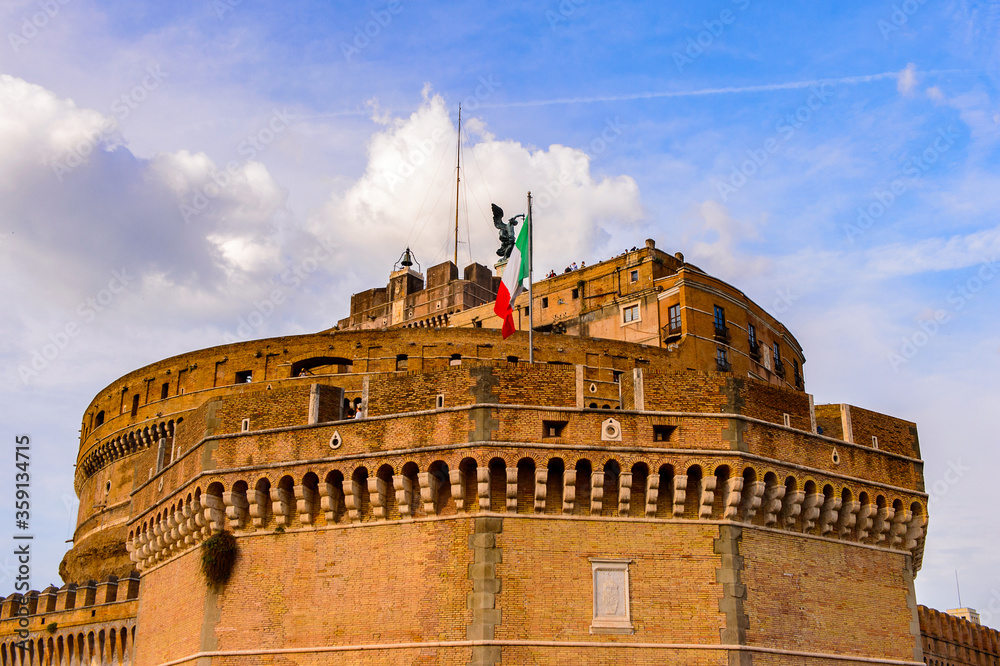 It's Castle of Saint Angelo in the Historic Center of Rome, Italy. Rome is the capital of Italy and a popular touristic destination