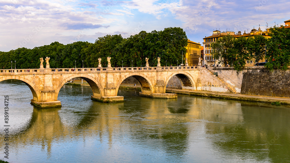 It's Angels Bridge in the Historic Center of Rome, Italy. Rome is the capital of Italy and a popular touristic destination