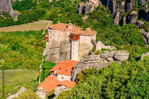 It's Monastery complex in Meteora mountains, Thessaly, Greece. UNESCO World Heritage photo