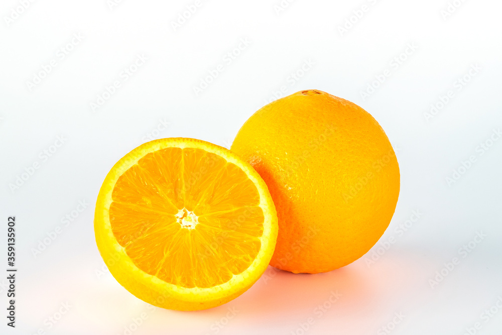 Orange fruit slice isolated on white background. Orange fruit slice isolated on white background.