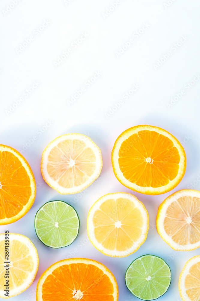 Collection of fresh lime, lemon, orange, citrus, grapefruit slice on white background. Collection of fresh lime, lemon, orange, citrus, grapefruit slice on white background.