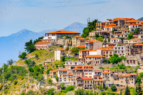 It's Aerial view of Arachova, Greece. A village on the green slopes of Parnassus Mountains, Greece © Anton Ivanov Photo