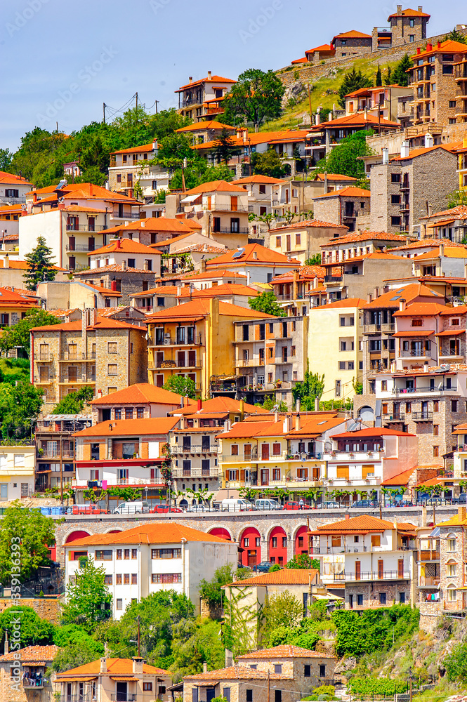 It's Arachova, Greece. A village on the green slopes of Parnassus Mountains, Greece It's Arachova, Greece. A village on the green slopes of Parnassus Mountains, Greece