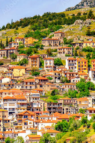 It's Arachova, Greece. A village on the green slopes of Parnassus Mountains, Greece