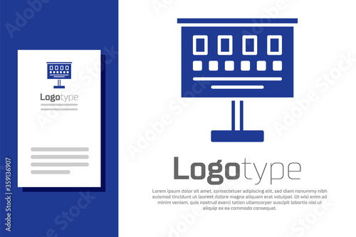 Blue Eye test chart icon isolated on white background. Poster for vision testing in ophthalmic study. Snellen chart. Logo design template element. Vector Illustration