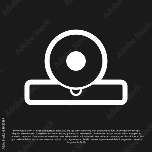 Black Otolaryngological head reflector icon isolated on black background. Equipment for inspection the patient s ear, throat and nose. Vector Illustration