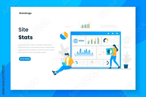 Flat design site stats landing page concept. Illustration for websites, landing pages, mobile applications, posters and banners