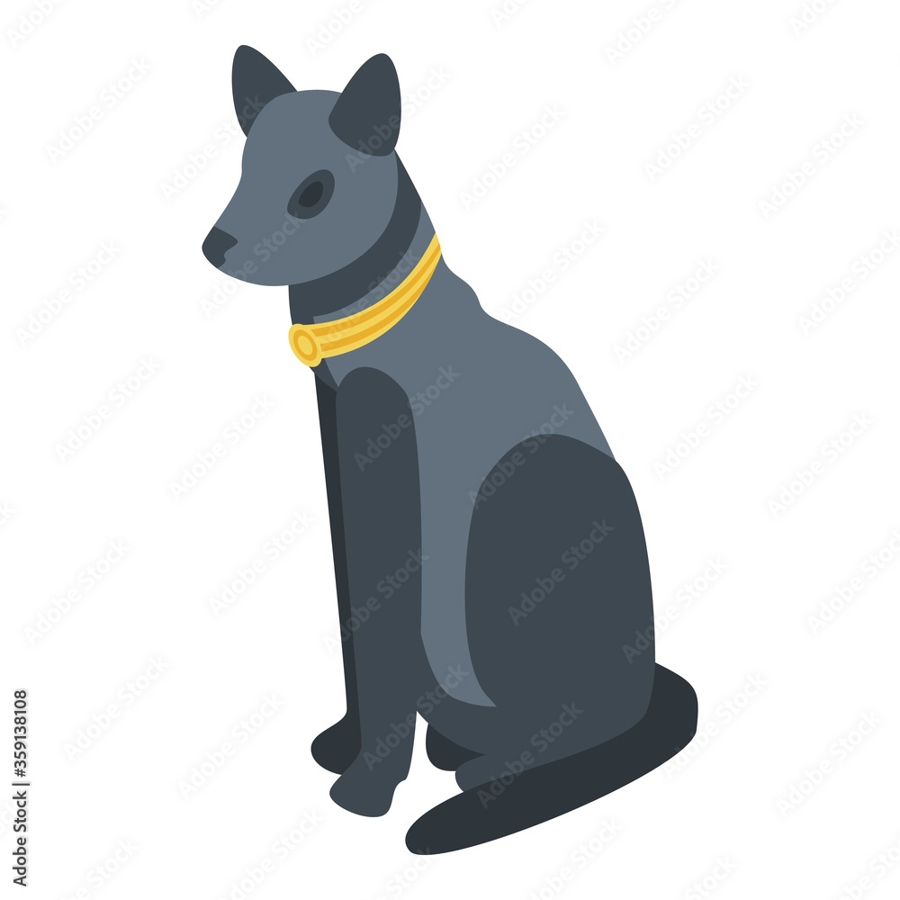 Egyptian black cat icon. Isometric of egyptian black cat vector icon for web design isolated on white background