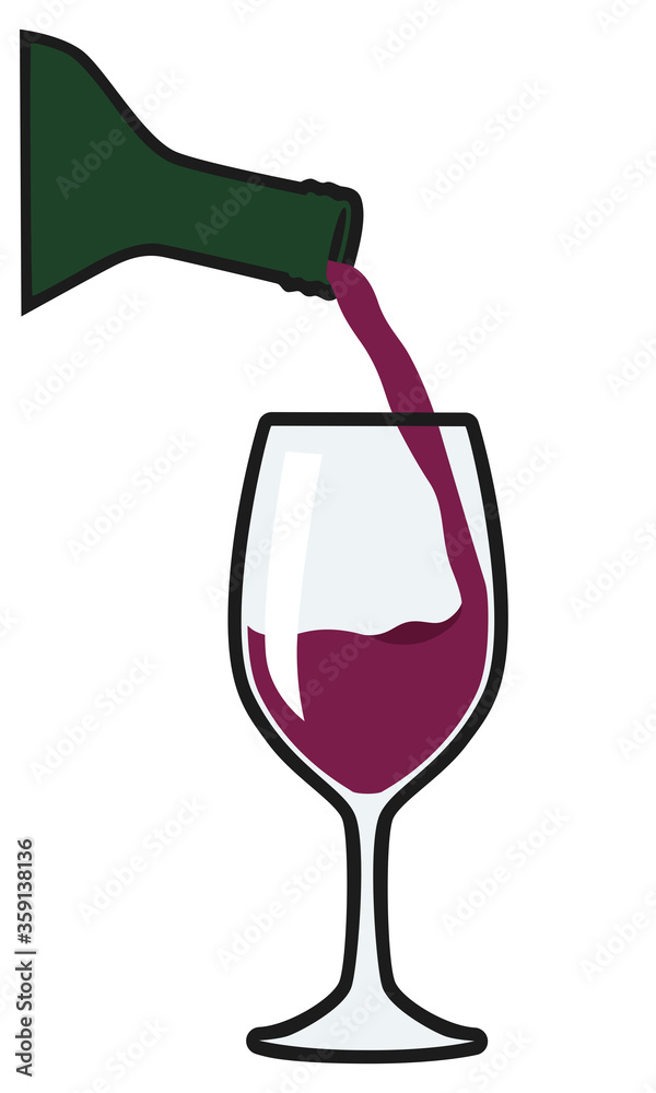 赤ワインをボトルからワイングラスに注ぐイラスト Stock Vector Adobe Stock