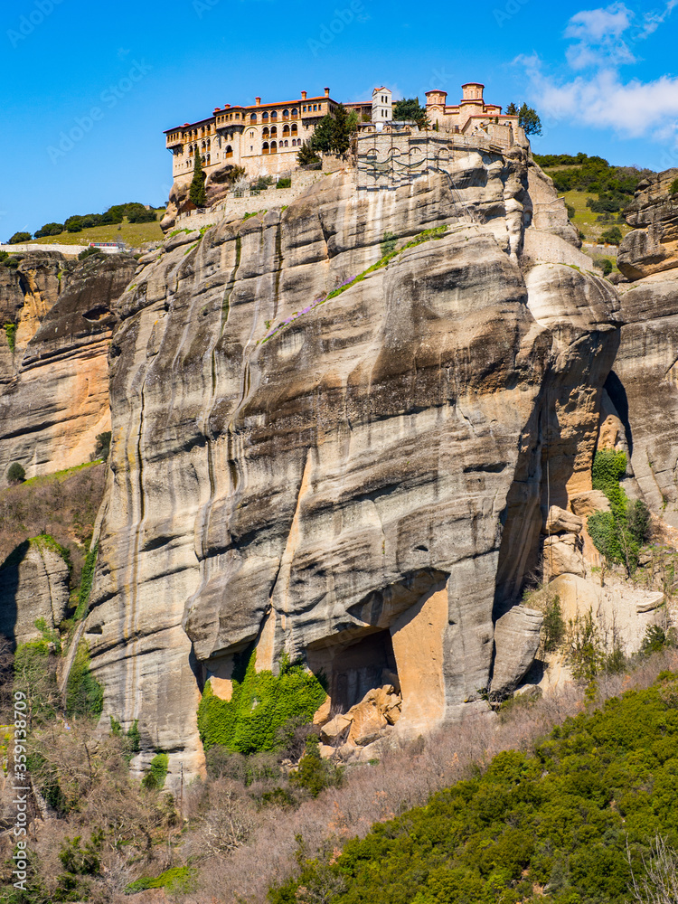 It's Holy Monastery of Varlaam in Meteora mountains, Thessaly, Greece. UNESCO World Heritage List