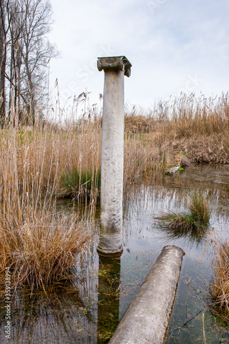 It's Columns of the Sanctuary of Zeus Hypsistos, Dion Archeological Site in Greece photo