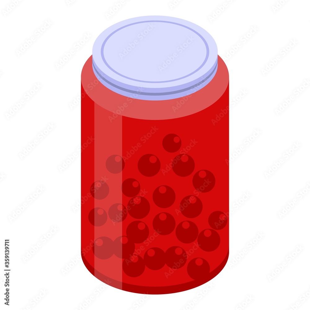 Red berry jam jar icon. Isometric of red berry jam jar vector icon for web design isolated on white background Red berry jam jar icon. Isometric of red berry jam jar vector icon for web design isolated on white background