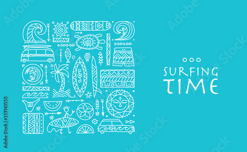 Surfing background. Tribal elements for your design