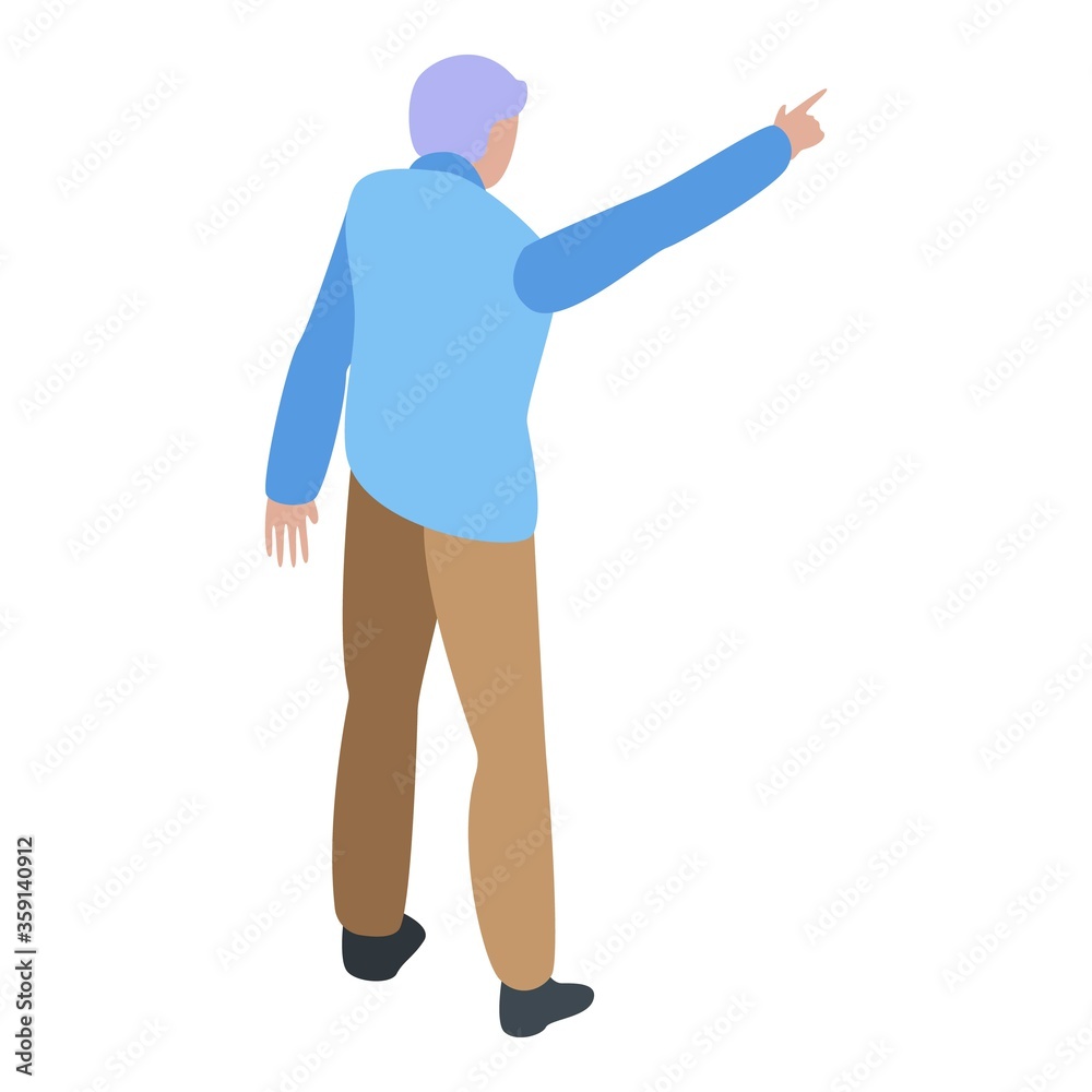 Grandfather show right way icon. Isometric of grandfather show right way vector icon for web design isolated on white background Grandfather show right way icon. Isometric of grandfather show right way vector icon for web design isolated on white background