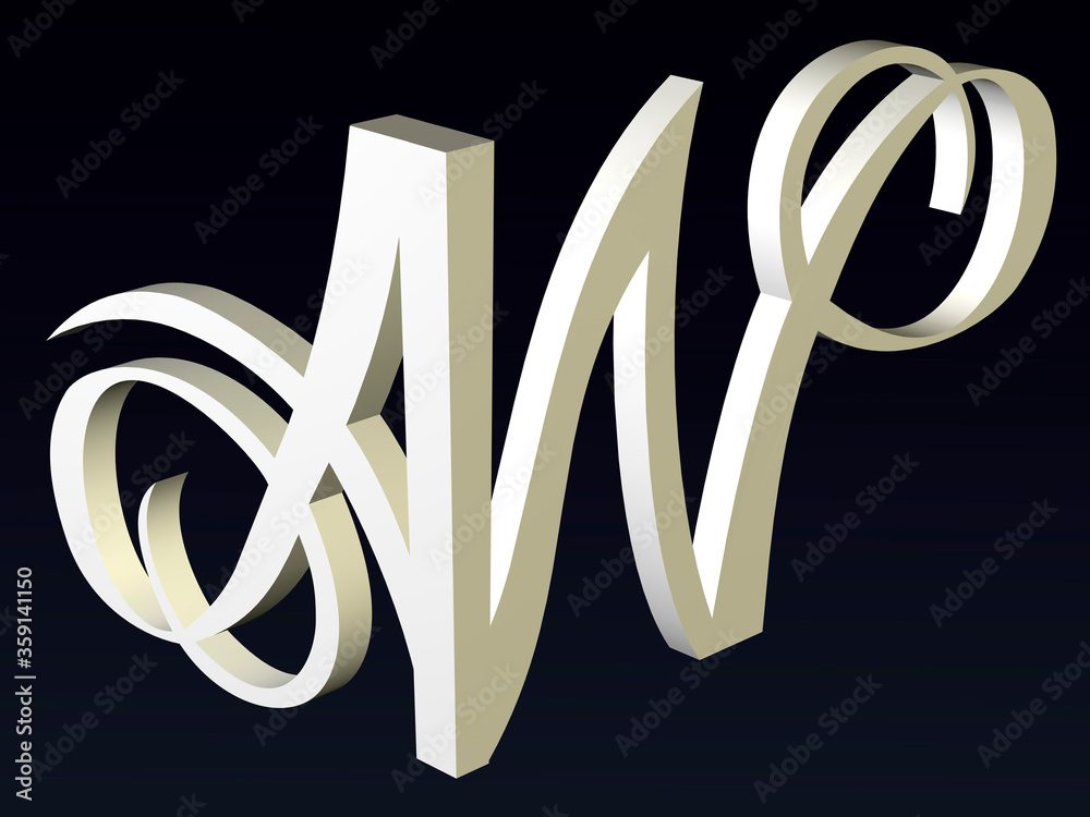 3d font, Font stylization of the letters A and W. font composition of ...