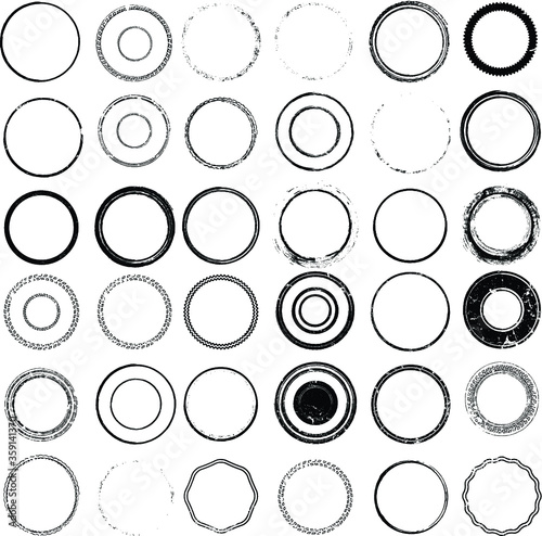 Grunge post Stamps Collection, Circles. Banners, Insignias , Logos, Icons, Labels and Badges Set . vector distress textures.blank shapes.