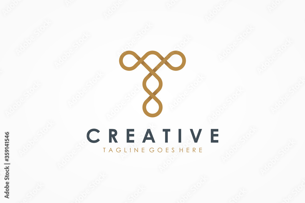 Abstract Initial Letter T Logo. Gold Linear Infinity Style isolated on White Background. Usable for Business and Branding Logos. Flat Vector Logo Design Template Element. Abstract Initial Letter T Logo. Gold Linear Infinity Style isolated on White Background. Usable for Business and Branding Logos. Flat Vector Logo Design Template Element.