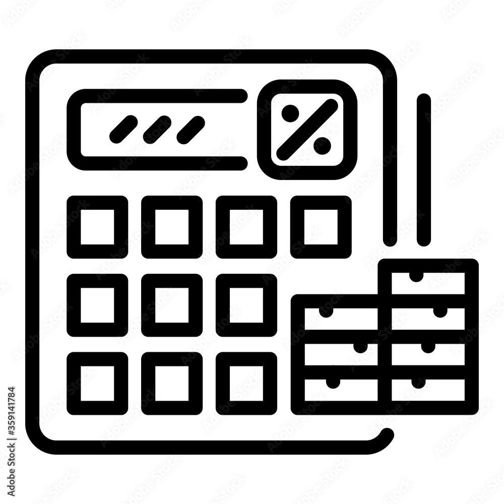 Tax calculator icon. Outline tax calculator vector icon for web design isolated on white background Tax calculator icon. Outline tax calculator vector icon for web design isolated on white background