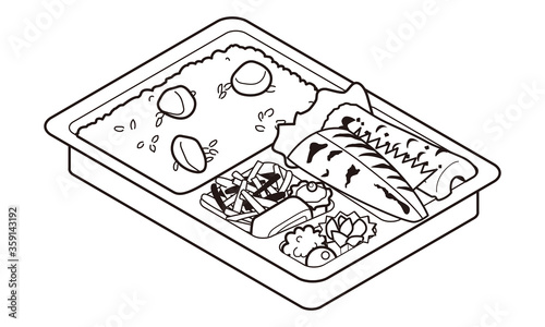 市販の鯖の塩焼と栗ご飯のお弁当