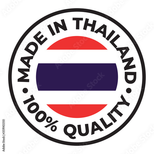 Vector circle symbol. Text Made in Thailand with flag. Isolated on white background.