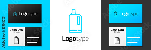 Grey line Fabric softener icon isolated on white background. Liquid laundry detergent, conditioner, cleaning agent, bleach.  Vector Illustration