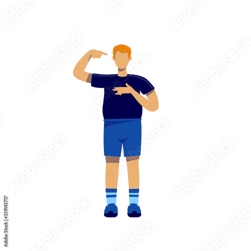 Mute man flat color vector faceless character