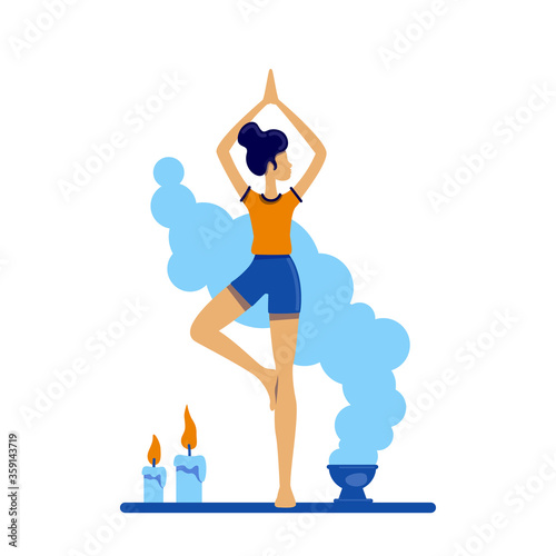 Yoga flat color vector faceless character