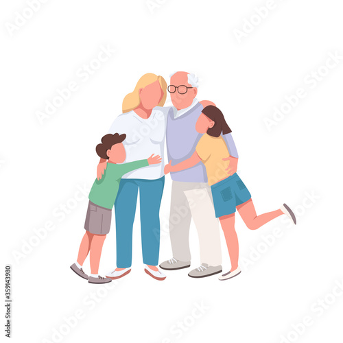 Different generations flat color vector faceless characters