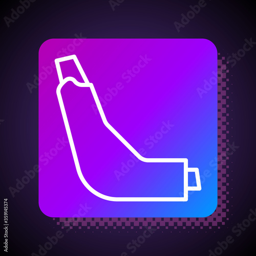 White line Inhaler icon isolated on black background. Breather for cough relief, inhalation, allergic patient. Square color button. Vector Illustration