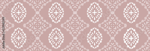 Flower damask ornate seamless pattern. Vector surface design for fabric, apparel textile, book, interior, wallpaper background