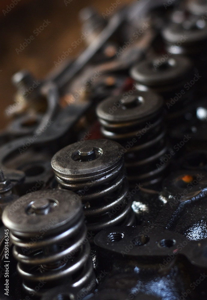 Close up Old valve springs Close up Old valve springs