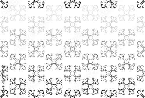 Decorative floral monohrome seamless pattern in ornamental damask modern style. Vector elegant tile surface design. Black ornate on white background