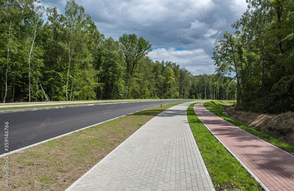 new modern road through the forest