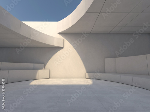 Abstract modern architecture white background. 3D illustration