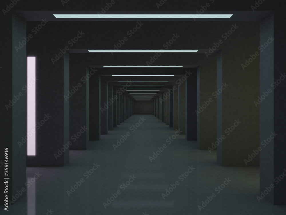 Abstract modern architecture dark background. 3D illustration Abstract modern architecture dark background. 3D illustration