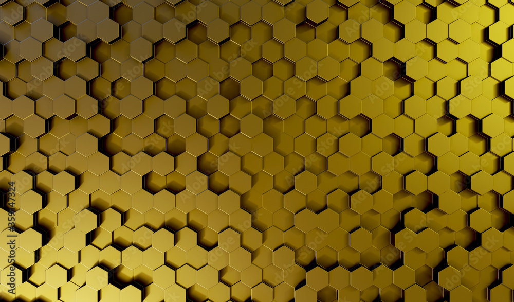 Texture of yellow hexagon wall