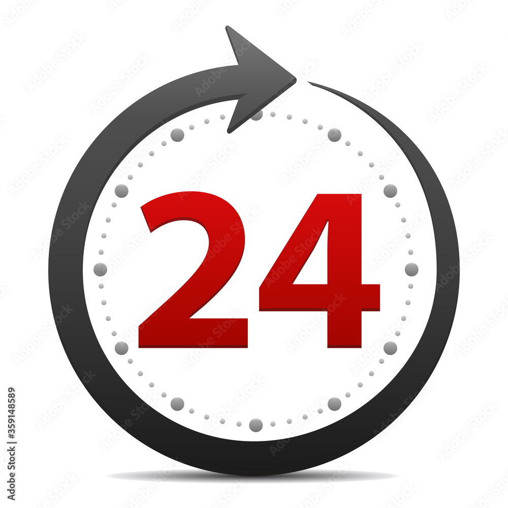 Open Around The Clock Or 24 Hours A Day And 7 Days A Week Icon Or open-around-the-clock-or-24-hours-a-day-and-7-days-a-week-icon-or