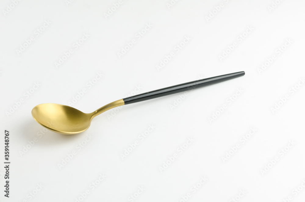 White golden spoon with modern design which suitable for foods decorating and luxury restaurant White golden spoon with modern design which suitable for foods decorating and luxury restaurant
