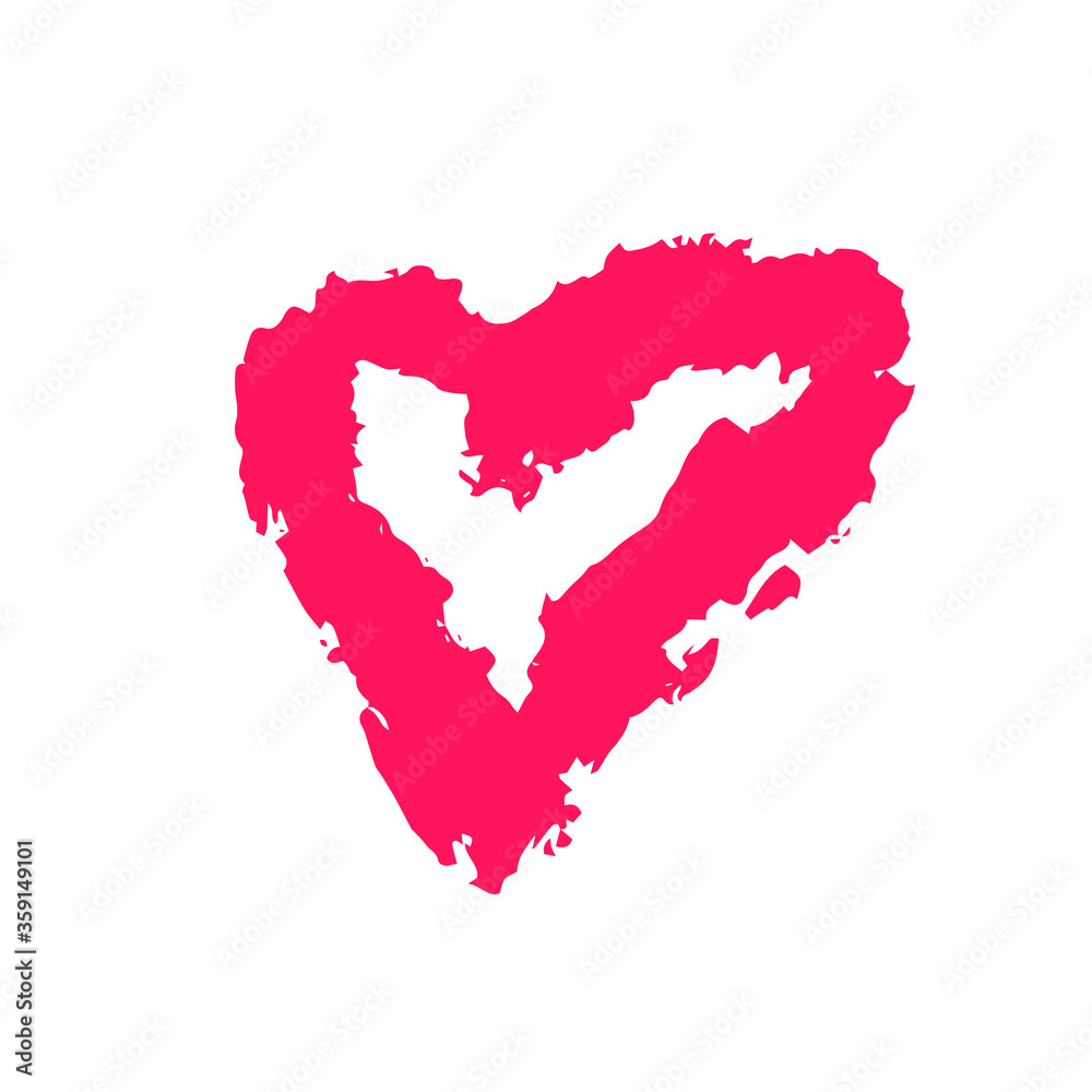 Textured hand-drawn heart. Symbol of love and Valentine's Day. Vector element for a holiday design, isolated on a white background.