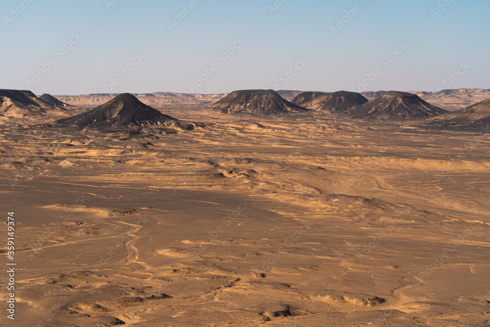 Landscape of mountains and desert in Black desert, Egypt